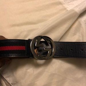 blue and red gucci belt